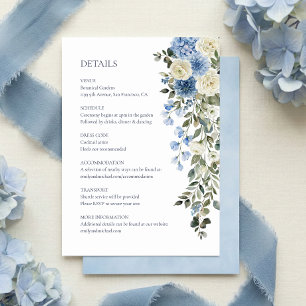 D'accompagnement Carte de détails de mariage à fleurs bleues