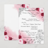 D'accompagnement Carte de détails de mariage à fleurs roses | Éléga (Devant / Derrière)