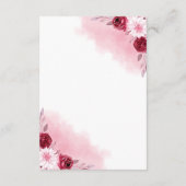 D'accompagnement Carte de détails de mariage à fleurs roses | Éléga (Dos)