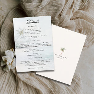 D'accompagnement Carte de détails de mariage à l'aquarelle de plage
