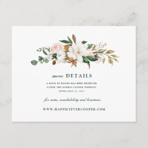 D'accompagnement Carte de détails de mariage à l'aquarelle Magnolia