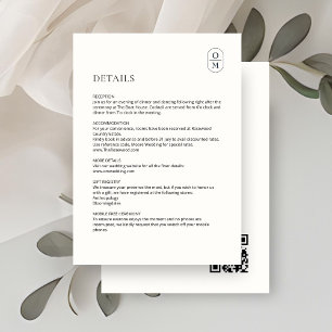 D'accompagnement Carte de détails de mariage à monogramme minimalis