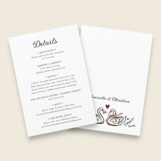 D'accompagnement Carte de détails de mariage à script classique