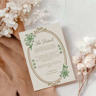 D'accompagnement Carte de détails de mariage Art Nouveau