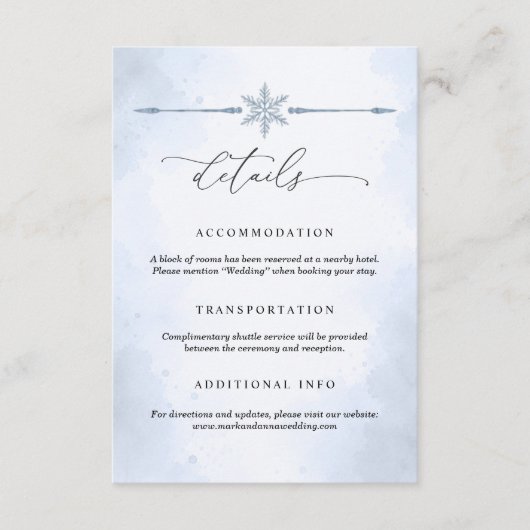 D'accompagnement Carte de détails de mariage au bouleau gelé (Devant)