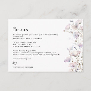 D'accompagnement Carte de détails de mariage aux fleurs sauvages bo