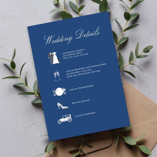D'accompagnement Carte de détails de mariage avec code QR Bleu Clas