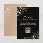 D'accompagnement Carte de détails de mariage avec code QR Or Noir (Devant / Derrière)