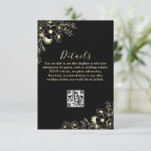 D'accompagnement Carte de détails de mariage avec code QR Or Noir (Debout devant)