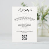 D'accompagnement Carte de détails de mariage avec code QR pour RSVP (Debout devant)