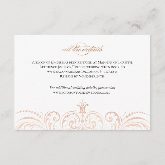 D'accompagnement Carte de détails de mariage avec insert en feuille (Devant)