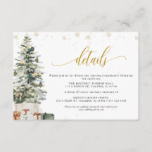 Carte de détails de mariage avec sapin de Noël