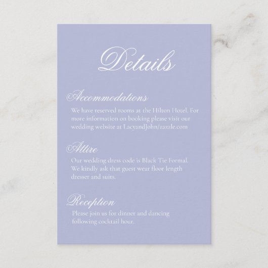 D'accompagnement Carte de détails de mariage bleu (Devant)