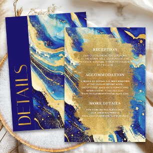 D'accompagnement Carte de détails de mariage bleu marine et or pour