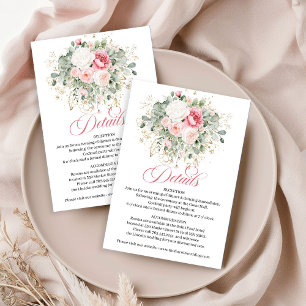 D'accompagnement Carte de détails de mariage Boho Blush Roses Verdu