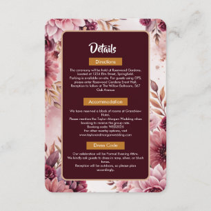 D'accompagnement Carte de détails de mariage Boho Dreams avec fleur