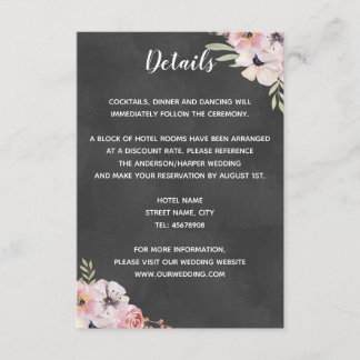 D'accompagnement Carte de détails de mariage Boho Floral Chalkboard