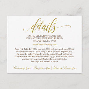 D'accompagnement Carte de détails de mariage Calligraphie Luxe (O