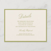 D'accompagnement Carte de détails de mariage calligraphiée Olive Es (Devant)