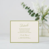 D'accompagnement Carte de détails de mariage calligraphiée Olive Es (Debout devant)