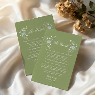 D'accompagnement Carte de détails de mariage Chintz Floral Vert Sau