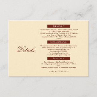 D'accompagnement Carte de détails de mariage Classic Romance