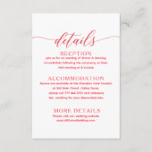 D'accompagnement carte de détails de mariage classique simple rouge (Devant)