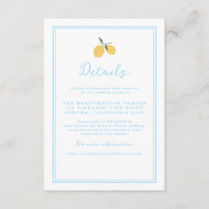 D'accompagnement Carte de détails de mariage Coastal Blue Lemon Ama