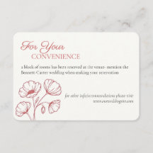 Carte de détails de mariage Coquelicot Populaire