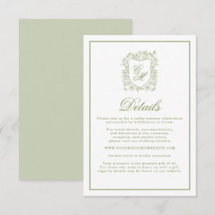 D'accompagnement Carte de détails de mariage de jardin avec blason