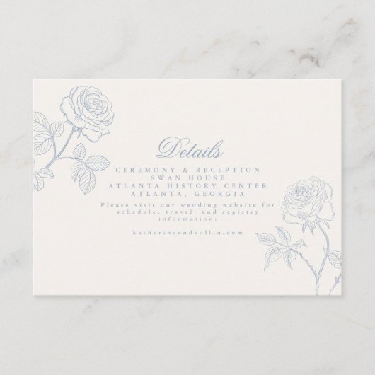 D'accompagnement Carte de détails de mariage Dusty Blue Rococo (Devant)