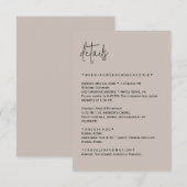 D'accompagnement Carte de détails de mariage éditable de couleur (Devant / Derrière)