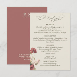 D'accompagnement Carte de détails de mariage élégante aux fleurs de