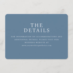 D'accompagnement Carte de détails de mariage élégante bleue serif