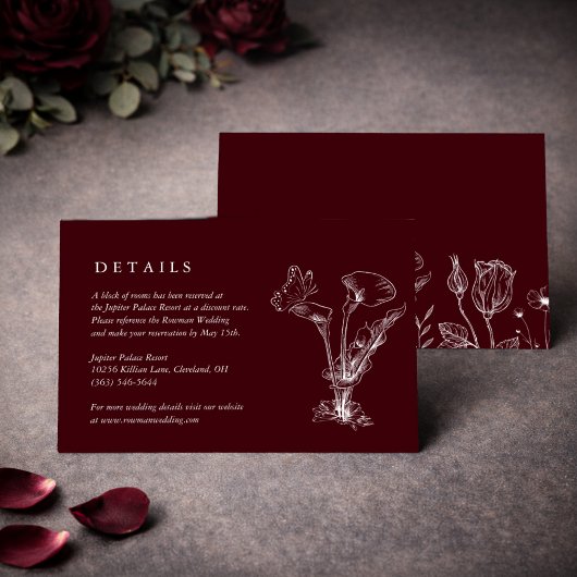 D'accompagnement Carte de détails de mariage élégante florale borde