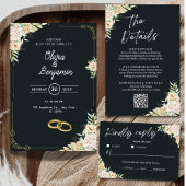 D'accompagnement Carte de détails de mariage floral avec QR Code