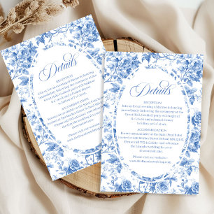 D'accompagnement Carte de détails de mariage floral de roses bleues