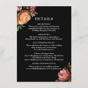 D'accompagnement Carte de détails de mariage floral noir humeur