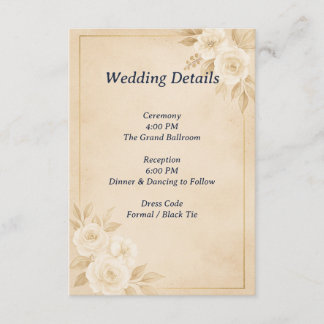 D'accompagnement Carte de détails de mariage floral or beige