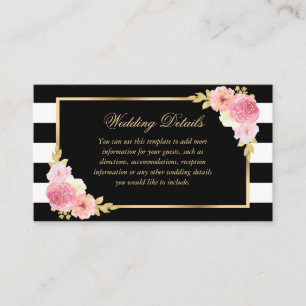 D'accompagnement Carte de détails de mariage floral rose Blush Gold