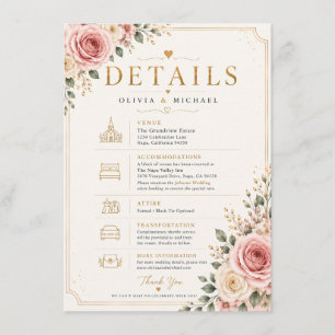 D'accompagnement Carte de détails de mariage floral rose pastel A