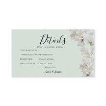 Carte de détails de mariage florale Vert Sauge