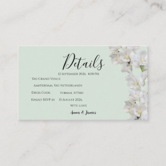 D'accompagnement Carte de détails de mariage florale Vert Sauge