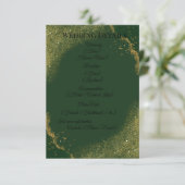 D'accompagnement Carte de détails de mariage Green & Gold Spark (Debout devant)