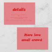 D'accompagnement Carte de détails de mariage intime rétro rose et r (Devant / Derrière)