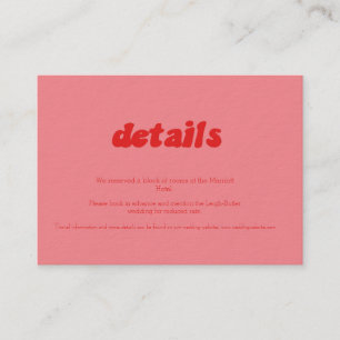 D'accompagnement Carte de détails de mariage intime rétro rose et r