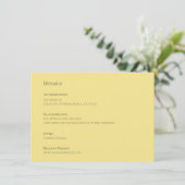 D'accompagnement Carte de détails de mariage jaune doux élégant (Debout devant)