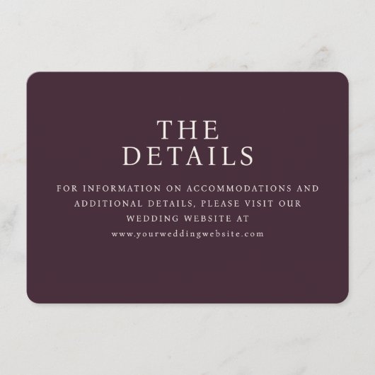 D'accompagnement Carte de détails de mariage Marron élégant avec Se (Devant)