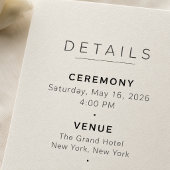 D'accompagnement Carte de détails de mariage minimale éditable