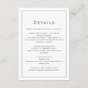 D'accompagnement Carte de détails de mariage minimaliste argentée